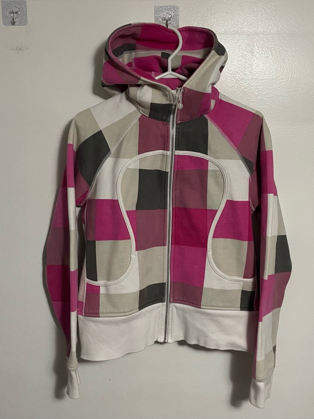 Vintage Lululemon Pink Plaid Zip-Up Hoodie